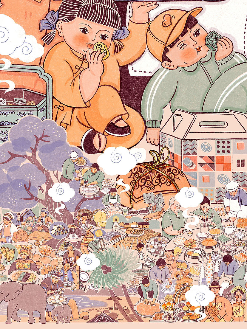 点点心意暖九州——中华传统糕点掠影（图ZMzY5MTkzMzYw） - 艺术插画 - 站酷设计师邵小花卷原创素材 - 站酷ZCOOL