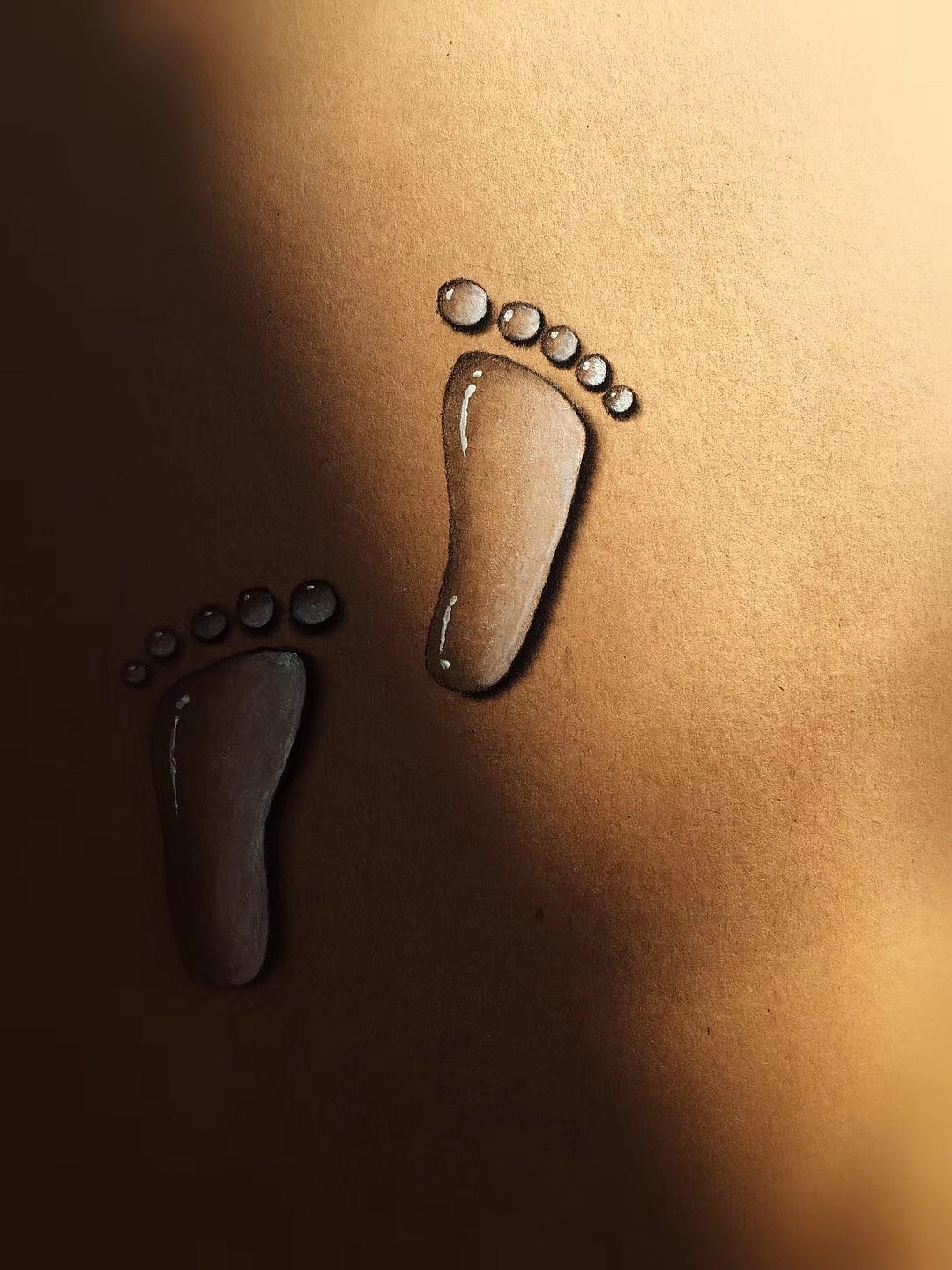 手绘 水滴小脚丫