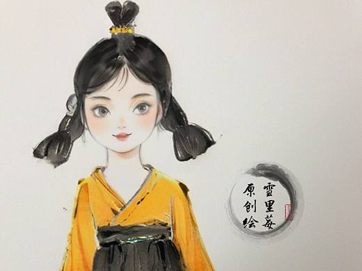 一组古风人物水墨插画（原创）