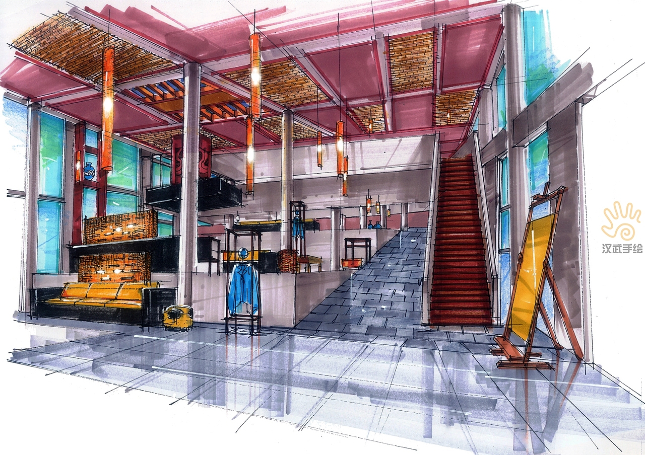 室内设计手绘效果图（图ZMTE4MDU1MzE2） - 家装设计 - 站酷设计师汉武手绘原创素材 - 站酷ZCOOL
