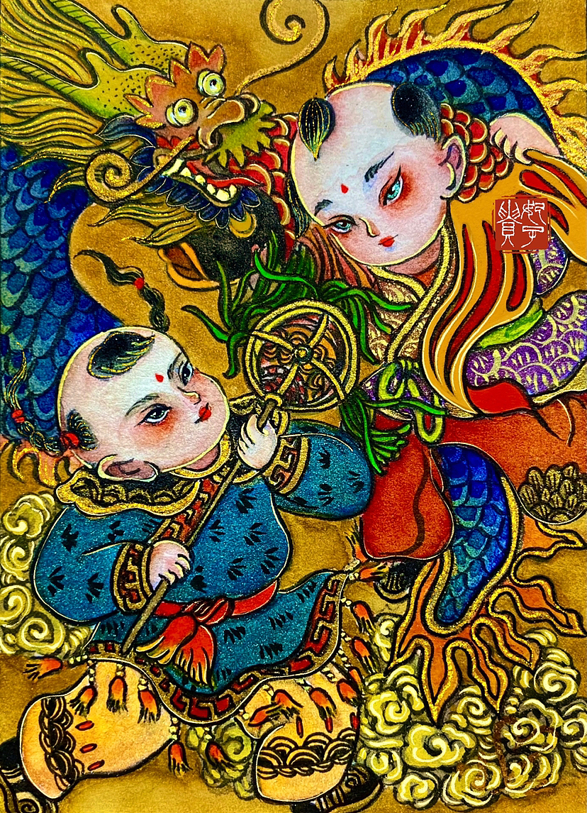 年画娃娃（图ZMzYxOTk2OTQ0） - 艺术插画 - 站酷设计师妃子贵原创素材 - 站酷ZCOOL