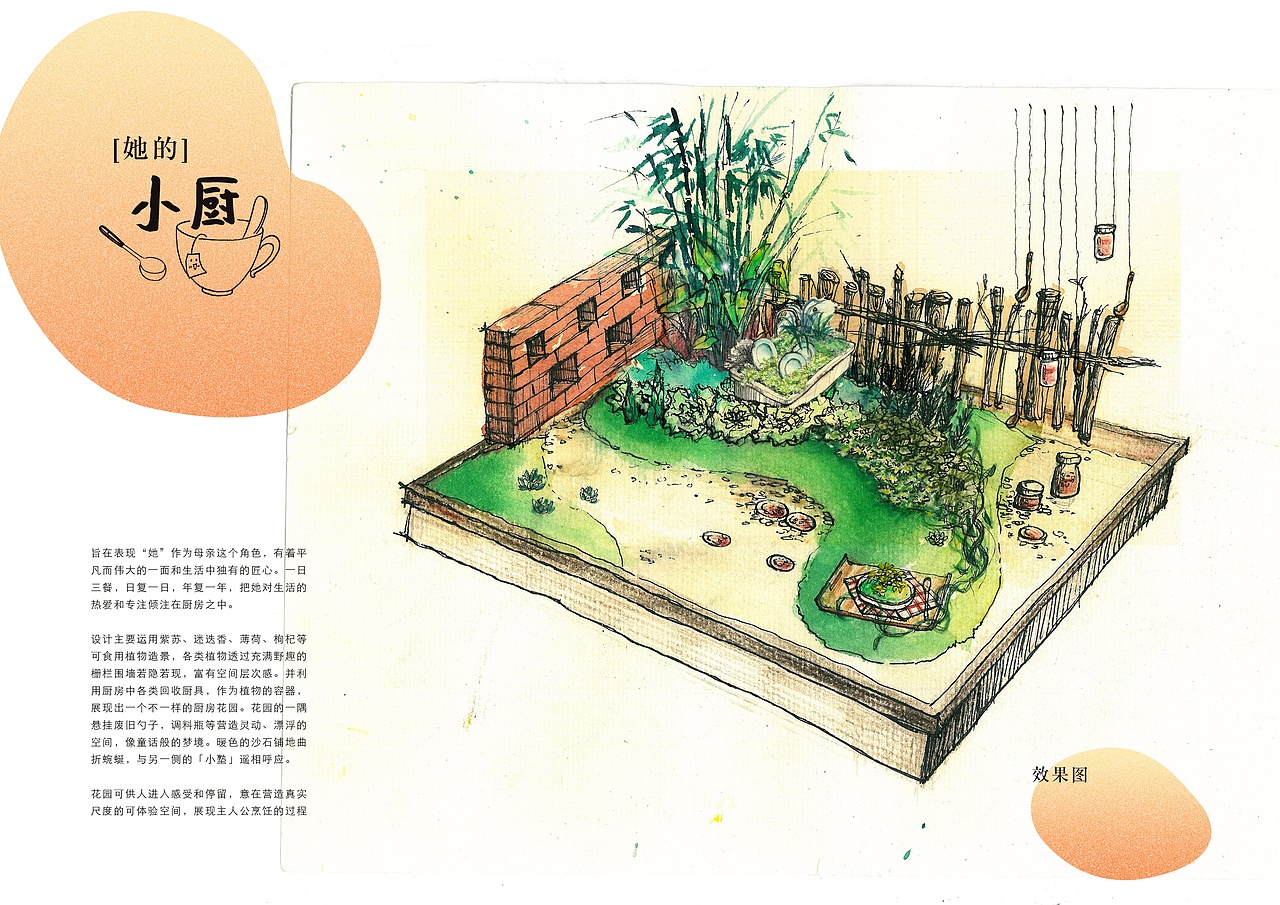 她的小厨-效果图(水彩)&设计说明