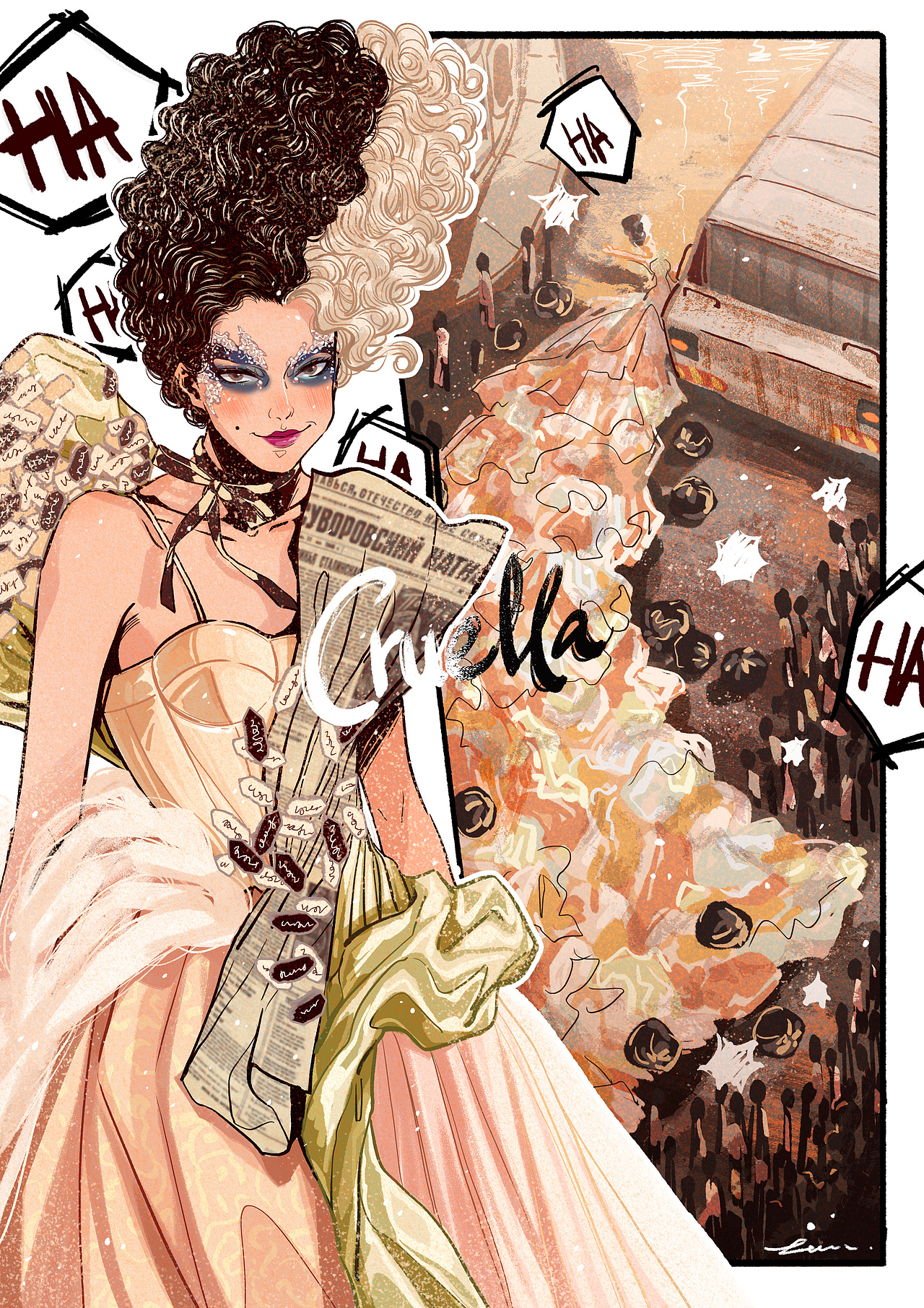 黑白魔女库伊拉电影绘创作练习