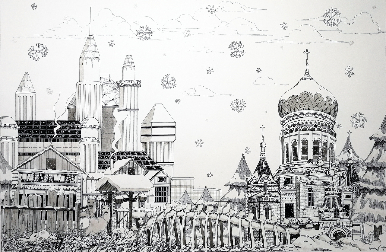 黑龙江
(主要创作元素:冰雪大世界,雪乡,伊春恐龙园,圣·索菲亚教堂,狍子)