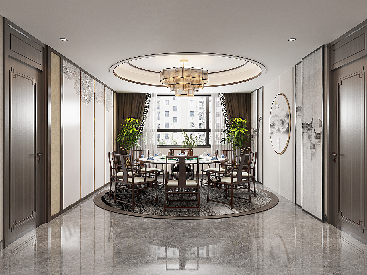 家装——新中式客餐厅