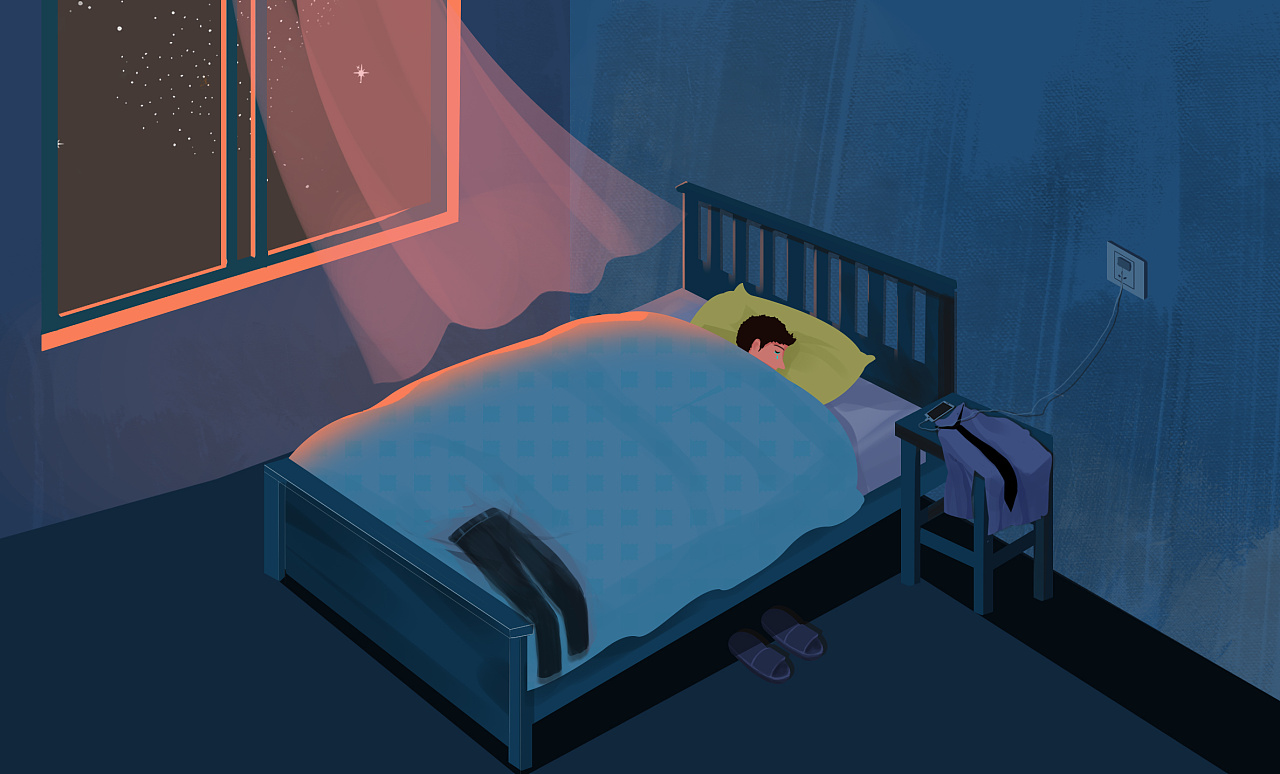 穿西装的成年男人夜里无声的崩溃
