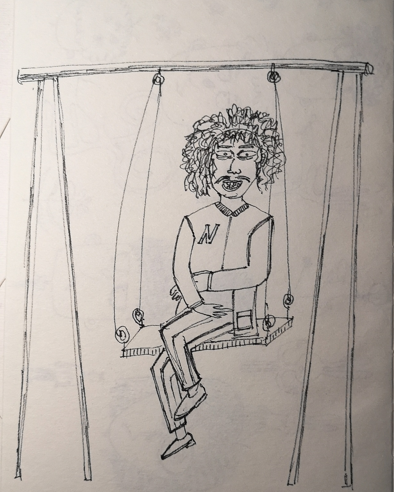 每日一涂荡秋千的男人