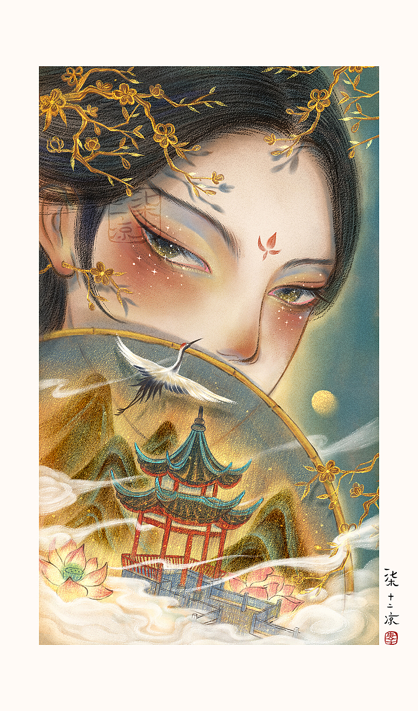 原创国风插画 《扇集》系列（图ZMjM4MzA1Mzgw） - 商业插画 - 站酷设计师柒十二凉原创素材 - 站酷ZCOOL