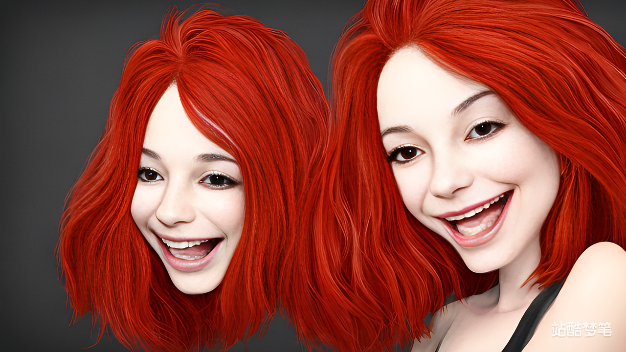 #站酷梦笔#红色头发大笑卡通人头像