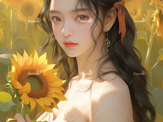 向日葵女孩（个人主页-ZNjU2NDkzODQ=） - AI作品 - 站酷设计师Z324456218原创素材 - 站酷ZCOOL