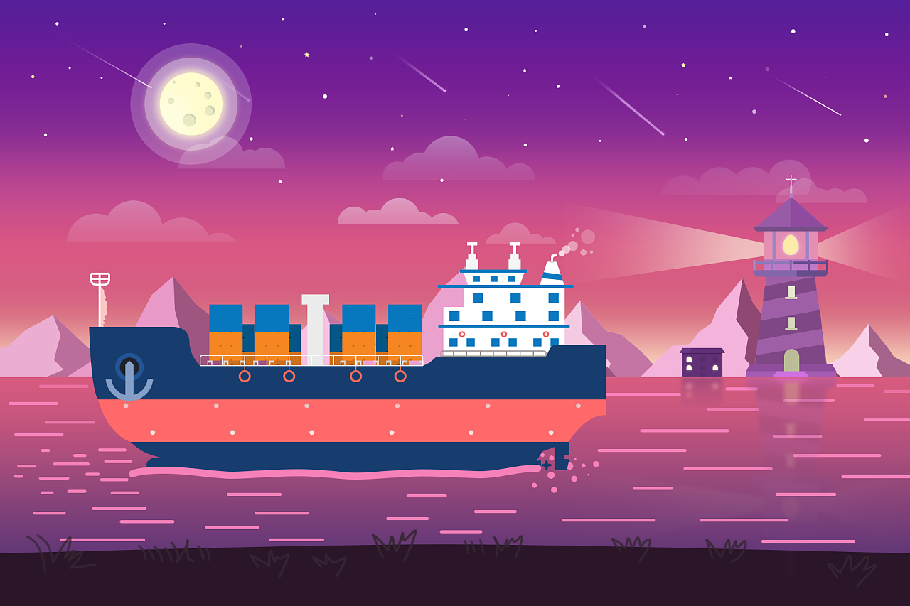 扁平插-运输船|插画|插画习作|荒井当初 - 原创作品 - 站酷 (zcool)