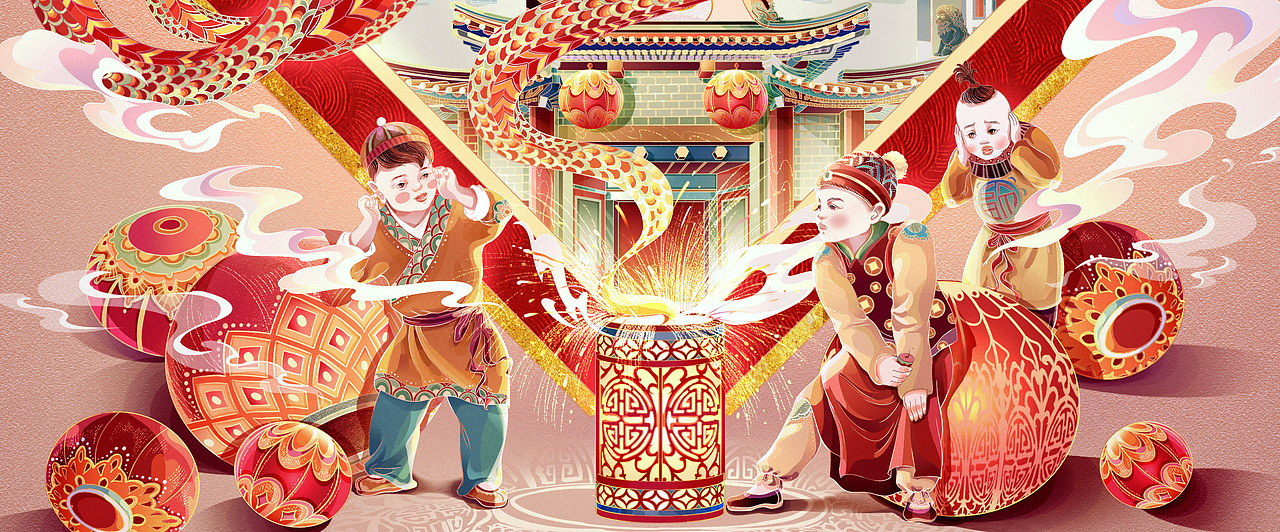 龙腾虎跃贺新春 - 2022虎年春节插画（图ZMjgxNTE1MDE2） - 商业插画 - 站酷设计师李耀辉TONG原创素材 - 站酷ZCOOL