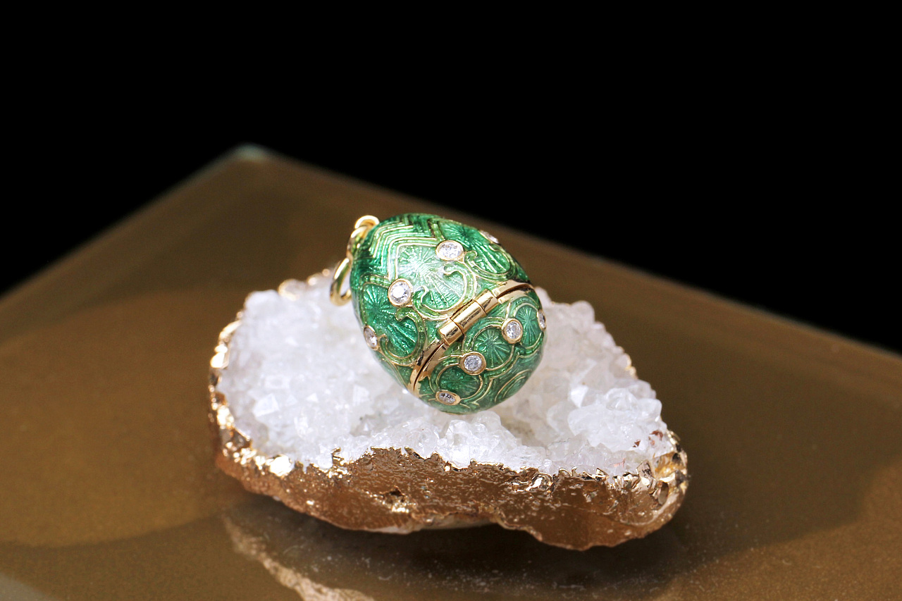 珠宝摄影 吊坠 日本制高温珐琅七宝烧18k金