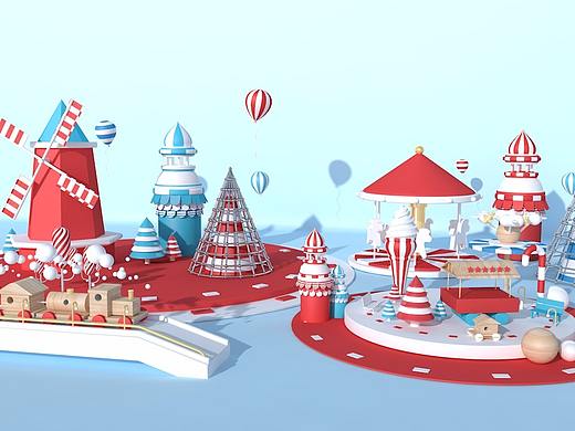 C4D制作少女心的梦幻城堡