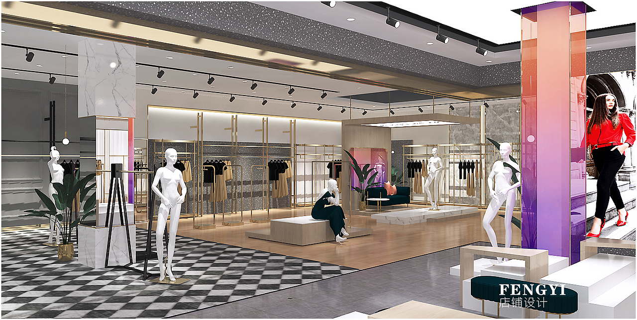 服裝店設(shè)計(jì)（圖ZMjI2NjU0MTQw） - 展陳設(shè)計(jì) - 站酷設(shè)計(jì)師馮老師設(shè)計(jì)原創(chuàng)素材 - 站酷ZCOOL
