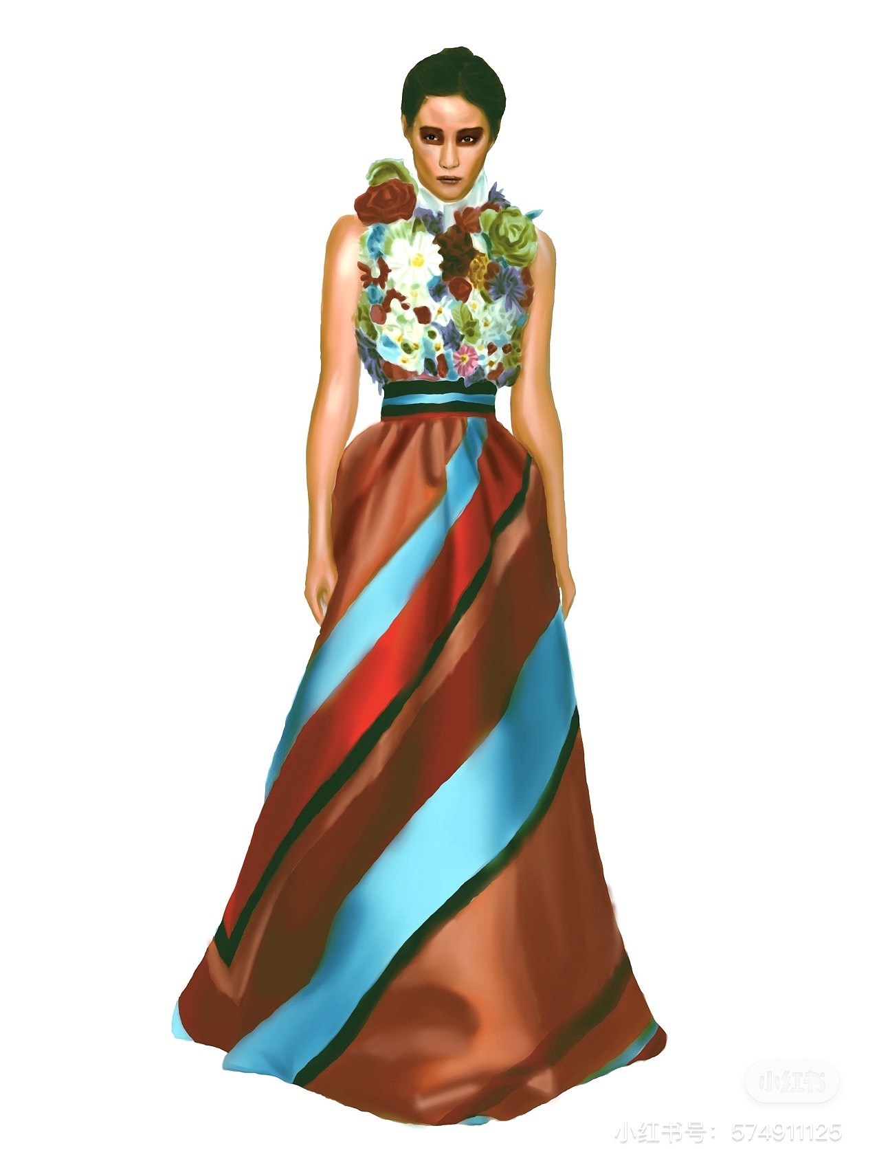 创意花朵礼服插画