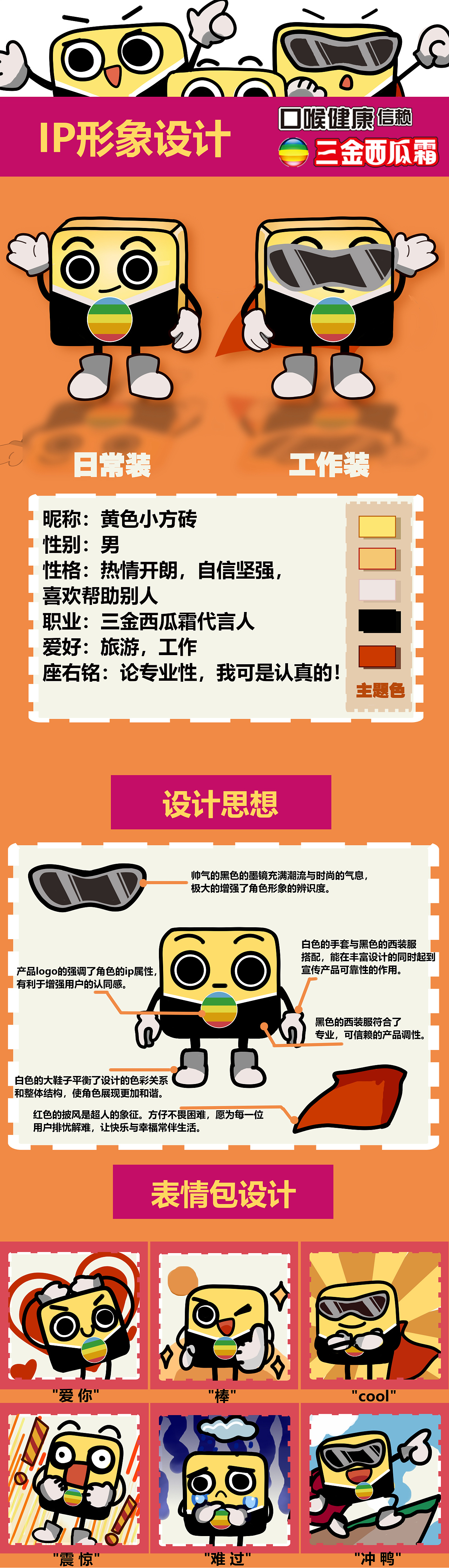 三斤西瓜霜IP形象设计——黄色小方砖（图ZMjgwNzIwMjU2） - IP形象 - 站酷设计师无毒sweet原创素材 - 站酷ZCOOL