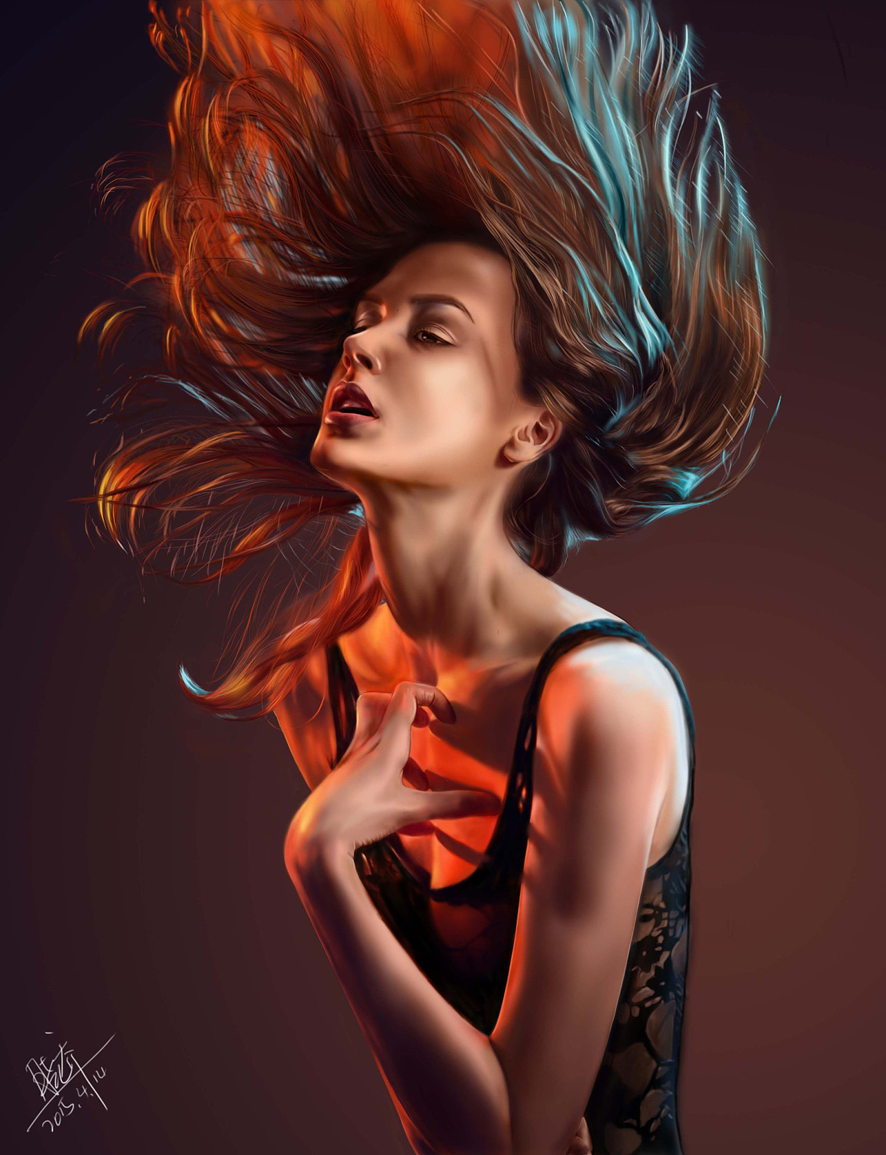 这张图是一张照片,临摹的时候,在画头发部分,耗费很长的时间,临完感觉