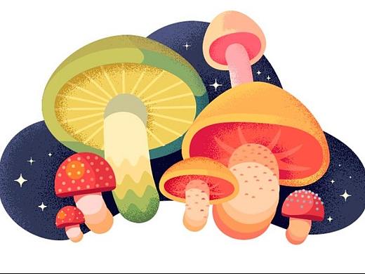 AI绘制质感蘑菇插画教程