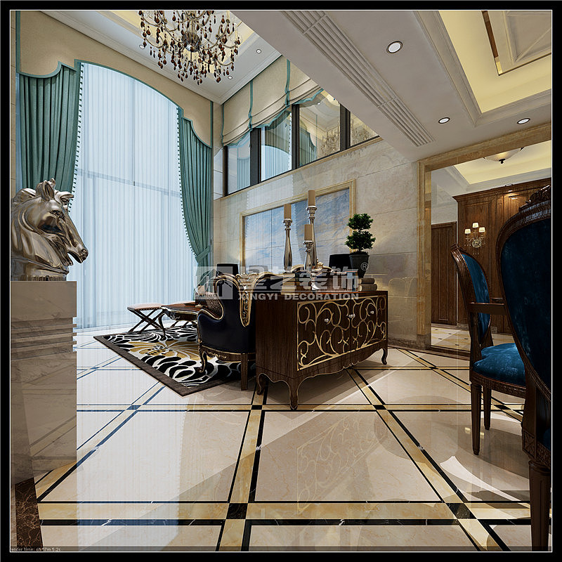 贵阳保利凤凰湾顶楼复式美术风格装修设计!