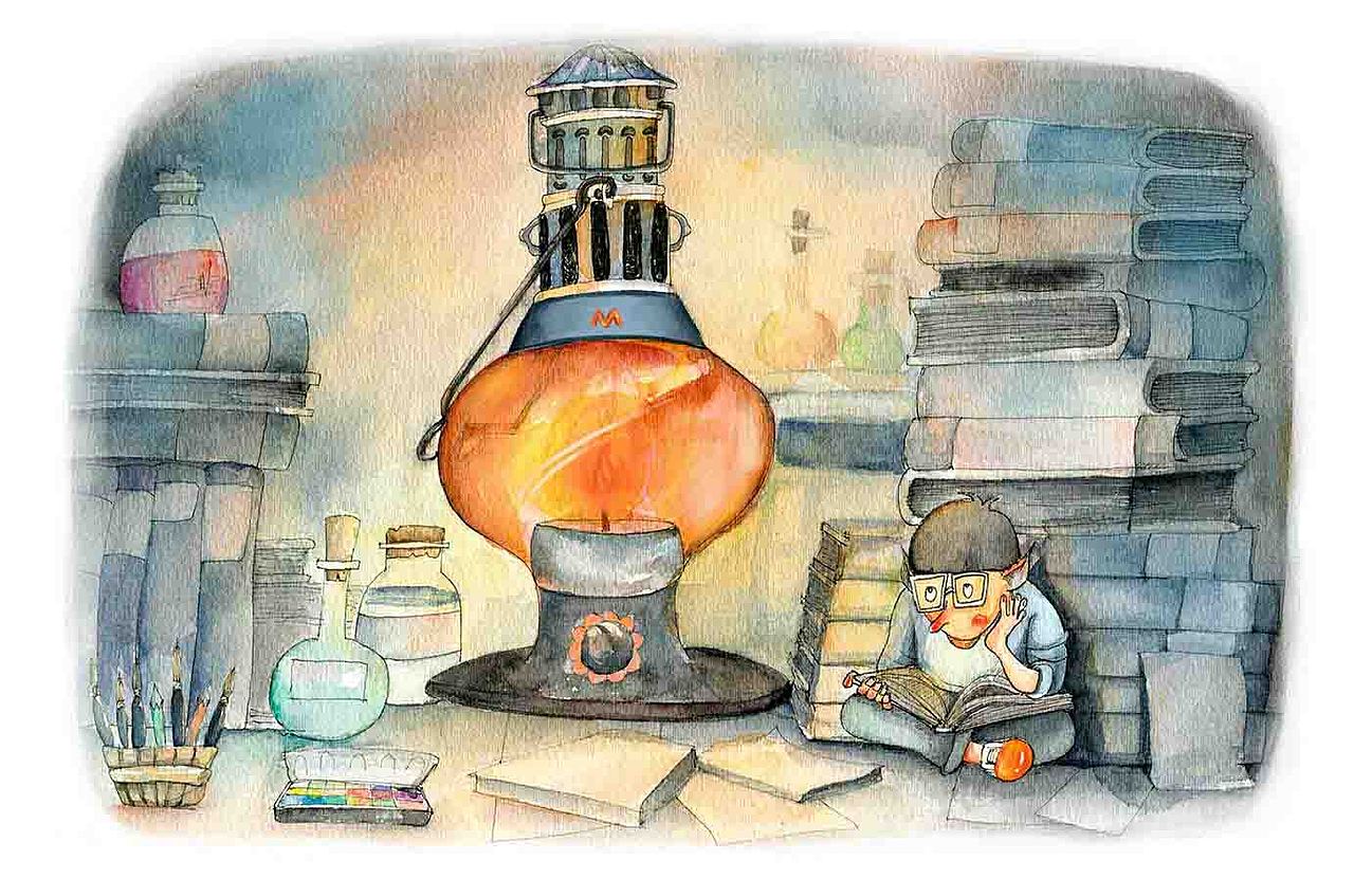 灯火书海中_阿铭插画-站酷zcool