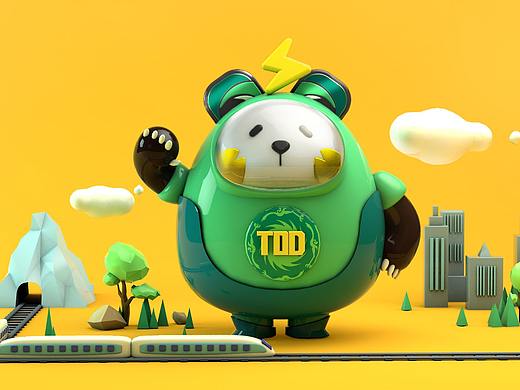 C4D建模 成都TOD的熊猫IP形象设计