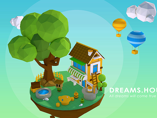 C4D-LOWPOLY风格的场景