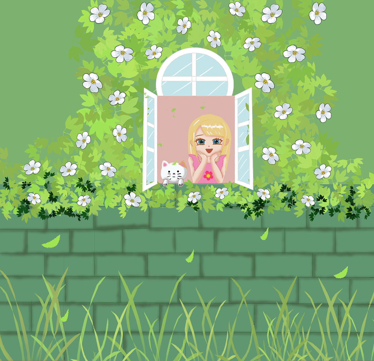 《猫咪与少女的春天之约》（图ZMzc4MjY1Mzg0） - 儿童插画 - 站酷设计师我的快乐我做主原创素材 - 站酷ZCOOL