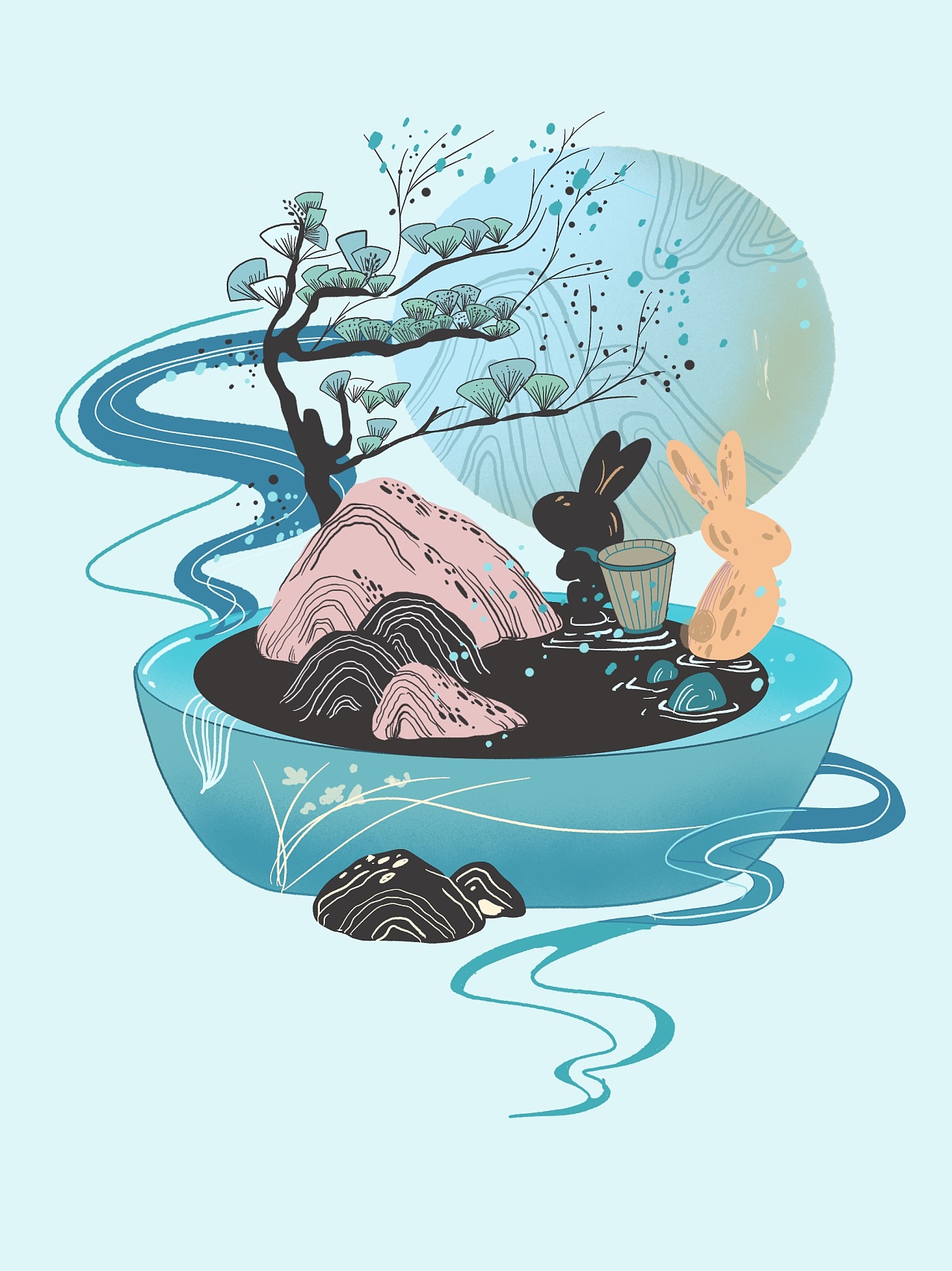 广寒宫-玉兔日常|插画|概念设定|ag小石头 - 原创作品 - 站酷 (zcool)