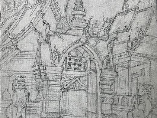 云南西双版纳---曼乍古寺（个人主页-ZMzU1NDQ2MTI=） - 绘画 - 站酷设计师沫莉沫莉蜜原创素材 - 站酷ZCOOL