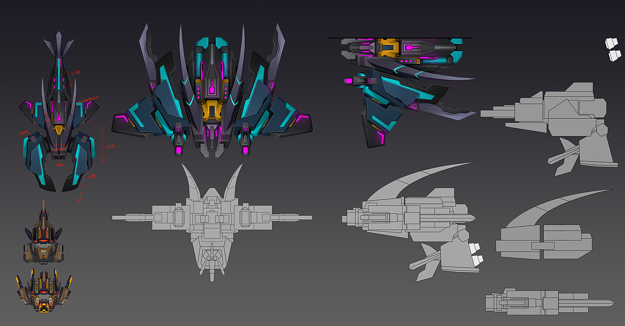 王牌飞行团部分BOSS设计工作图