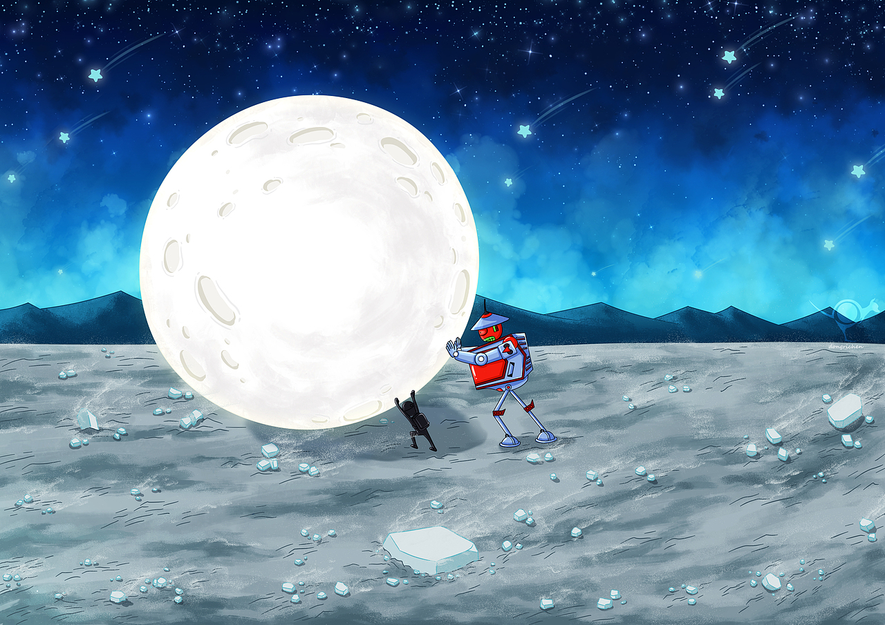 滚月球（图ZMjQ2NzczNTEy） - 绘本 - 站酷设计师dongrichen原创素材 - 站酷ZCOOL