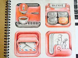 彩鉛手繪紅色圖標(biāo)