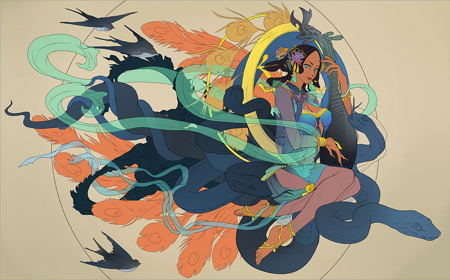 分好区块,铺颜色。 【最喜欢的一步!!不用思考真好。。。!