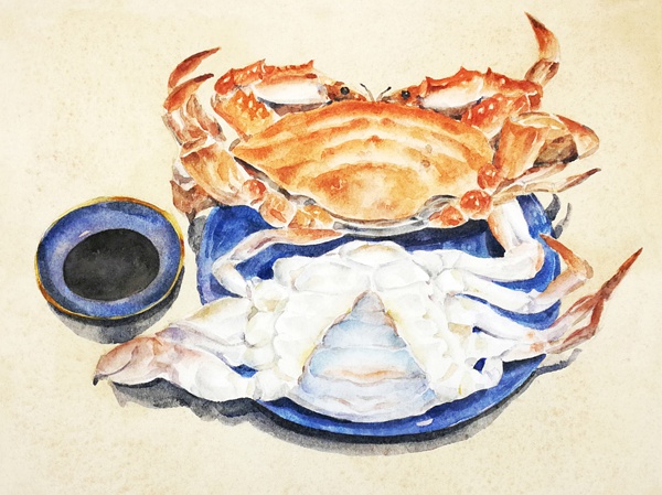 教程|水彩秋蟹图的绘制过程