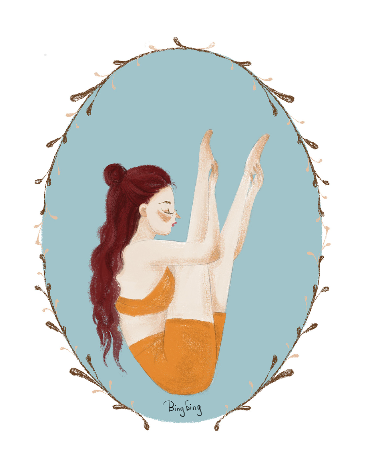 一组瑜伽体式插画