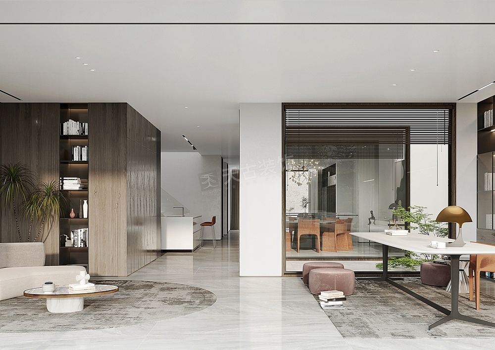 金辉长江铭著联排别墅装修,现代简约风格设计,天古装饰