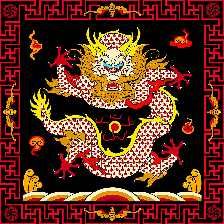 仿古风龙补印花（图ZNjIyMjgyMjA=） - 商业插画 - 站酷设计师GearMax原创素材 - 站酷ZCOOL