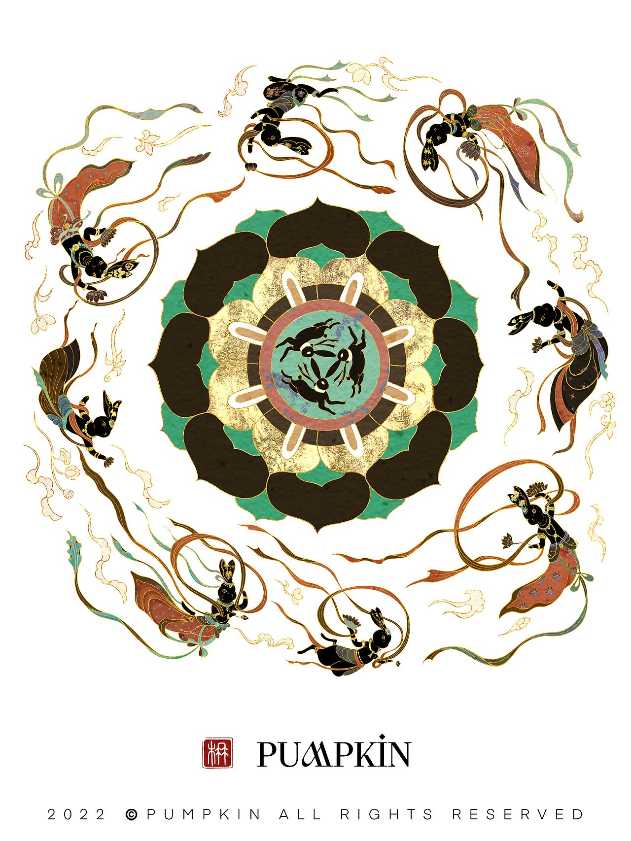 三兔共耳 循环之美|千年敦煌藻井图案再创作