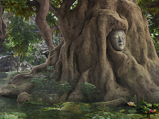 #AI创作实验室#释迦摩尼、仙界、菩提树下