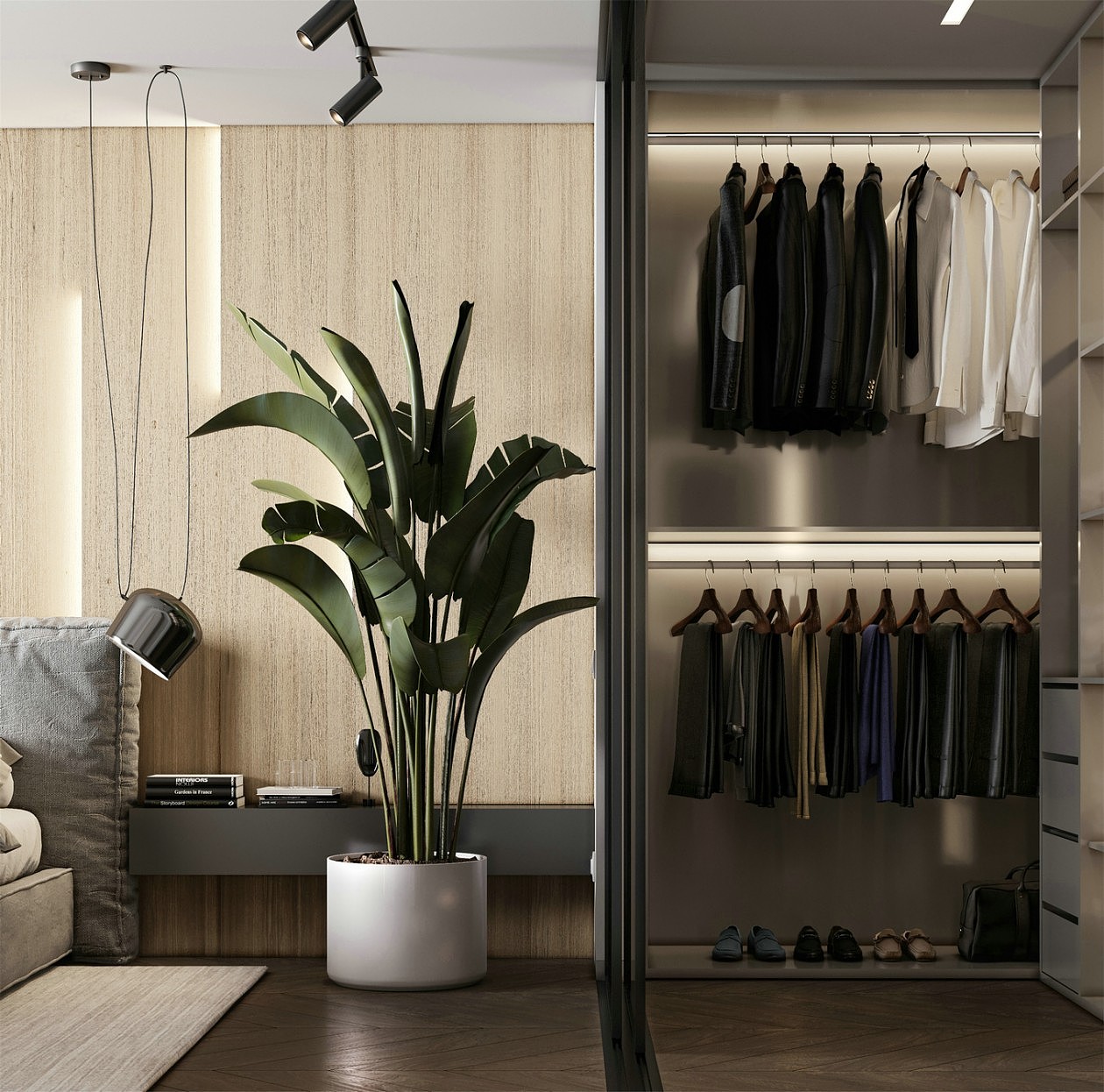 木质的温馨搭配金属材质,演绎质感的现代优雅