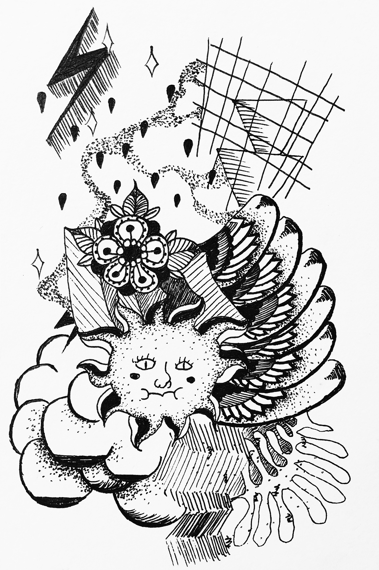 黑白点线面插画