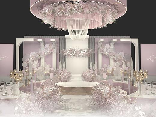 粉色极简建筑风格