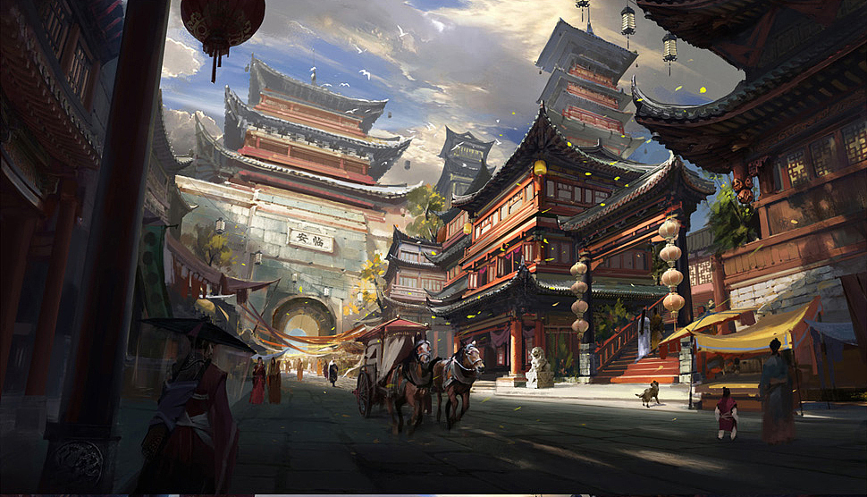 调节了天空的云，更偏向于流动类型，画面多一些动的气息，将被阳光照到的地面提的再亮一些，同时相对的暗部自然就会更暗下去，强调阳光的照射强度，将物体的受光面，背光面，投影等加强