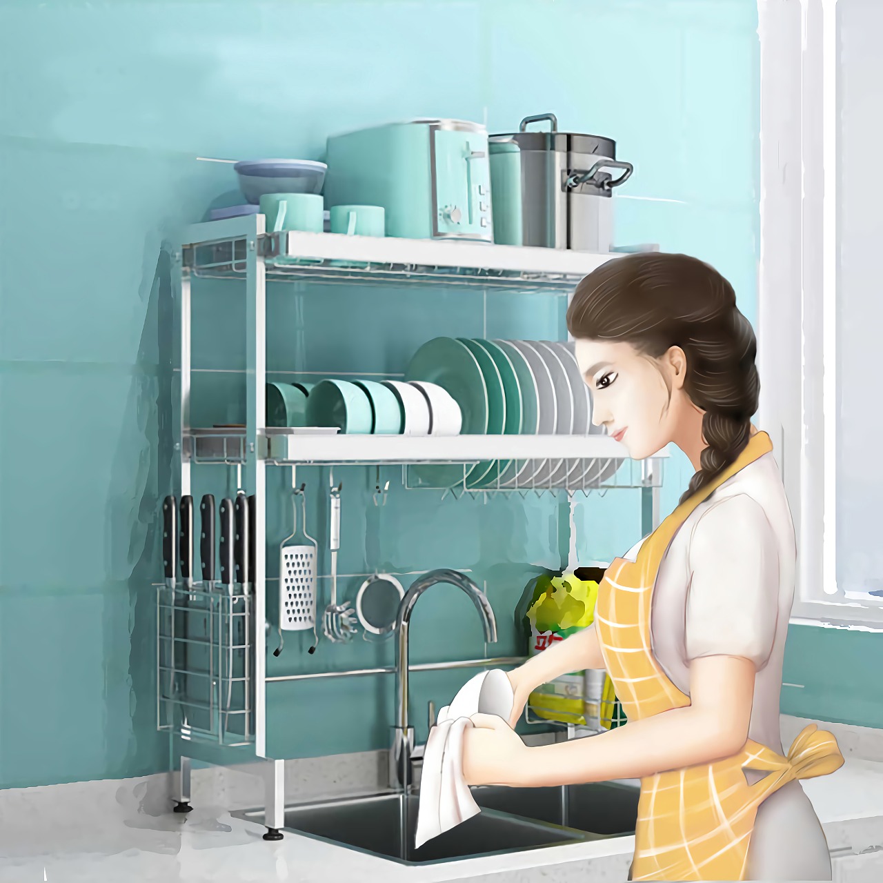 置物架模特插画