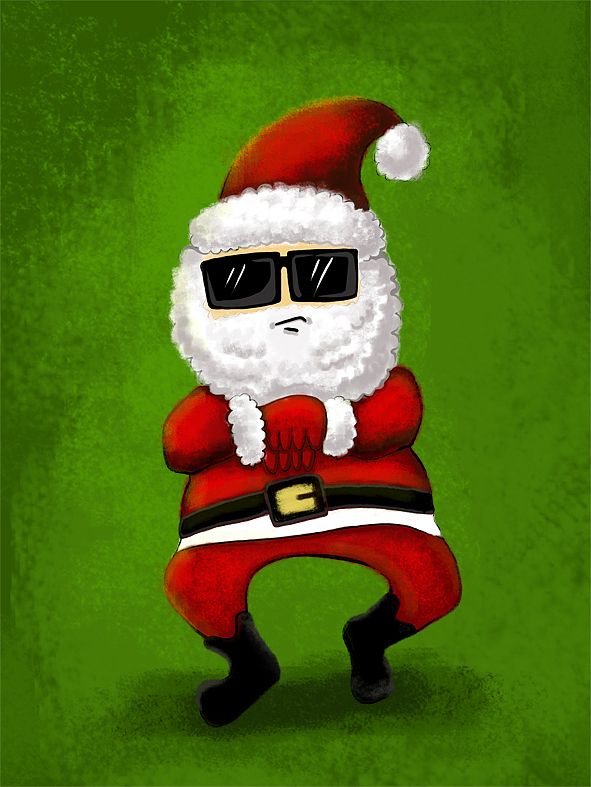 跳骑马舞的圣诞老人
