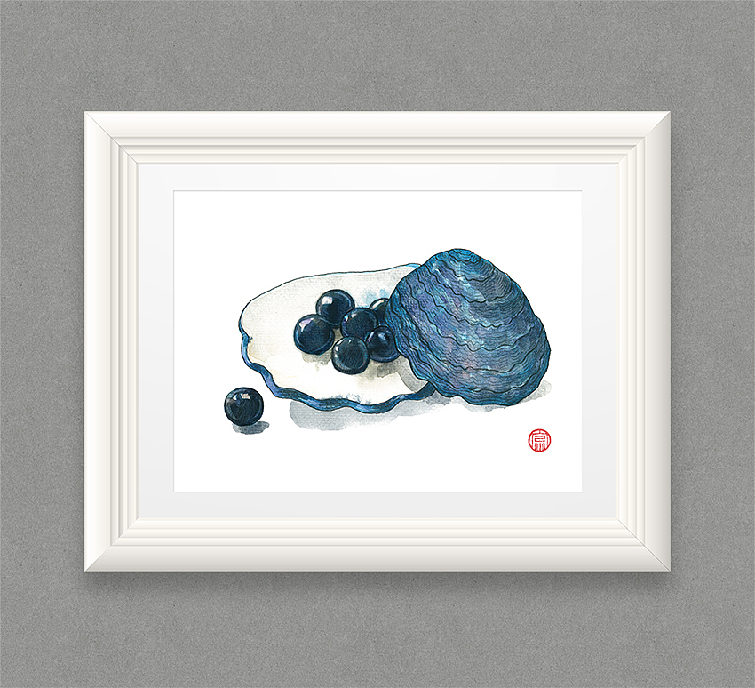 《黑珍珠》彩铅 水彩