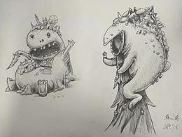 手绘临摹小怪兽