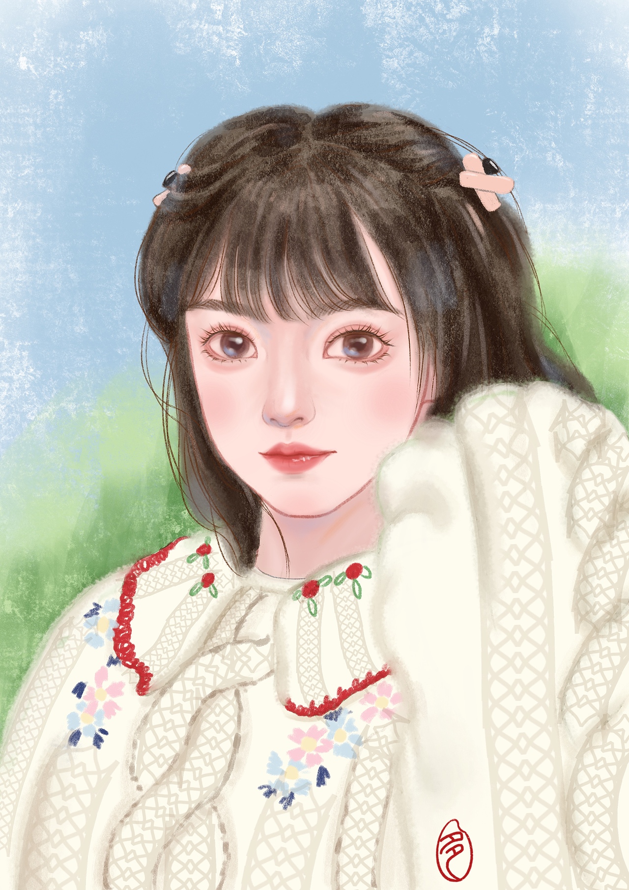 3月阿花21天打卡,上色及线稿