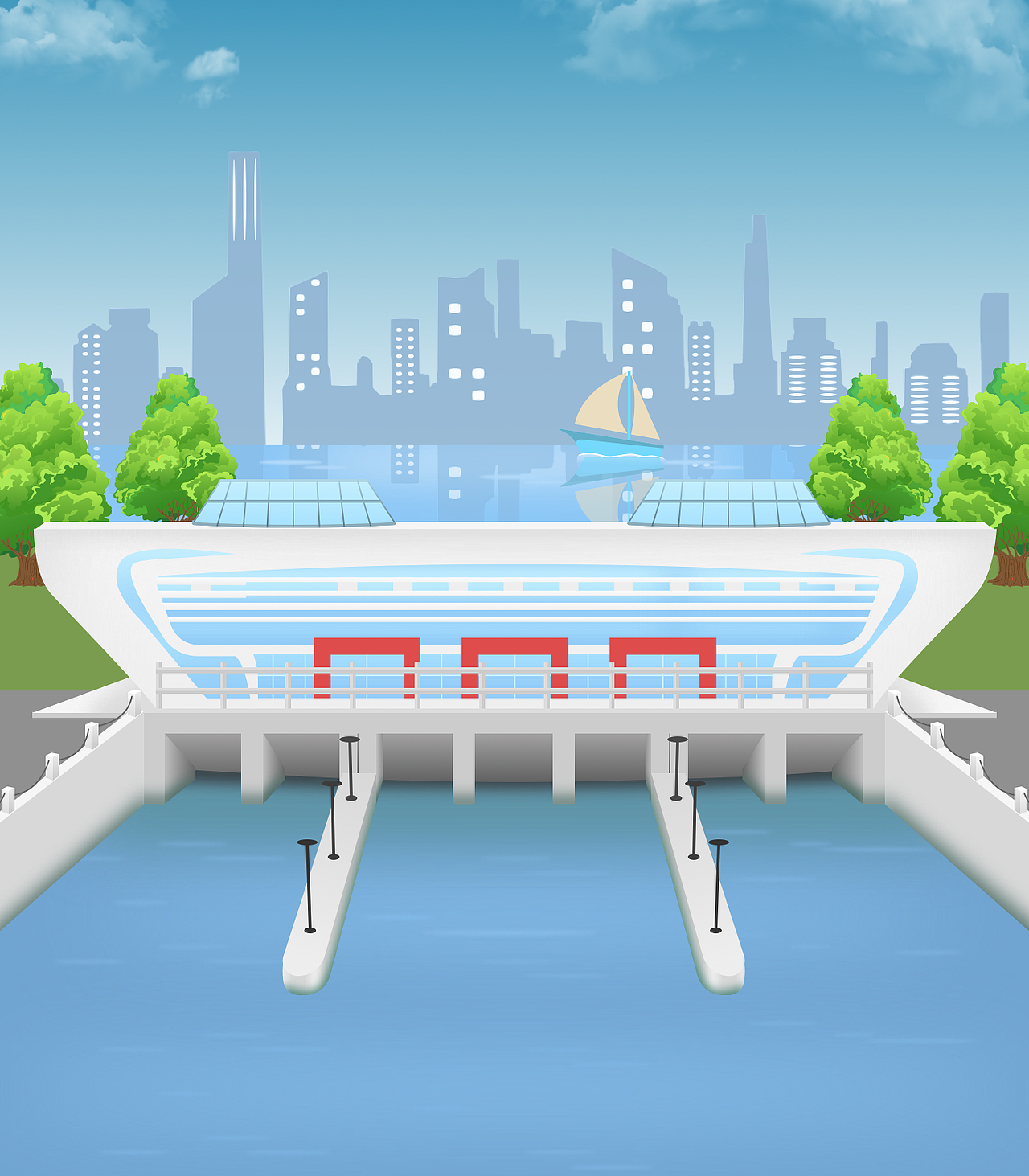 插画-钱江枢纽（图ZMTQ5NzUyMDI0） - 创作习作 - 站酷设计师shenenping原创素材 - 站酷ZCOOL